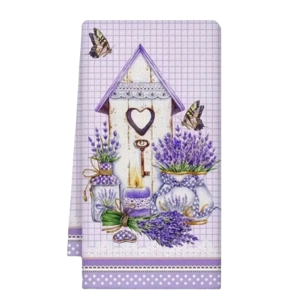 One Lavender Bird House Microfiber Hand Guest Towels